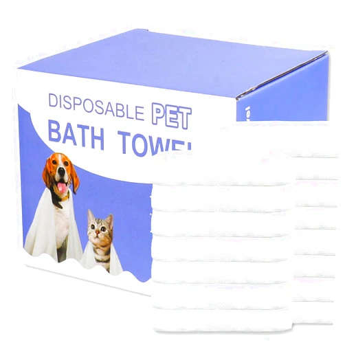 CHANHOO Disposable Pet Bath Towel,15 PCS Portable Pet Grooming Towels,11.8 x 21.6 inch Convenient Pet Cleaning Towel Pet Drying Towels,Absorbent Bath Towel for Small Dog Puppy Cat