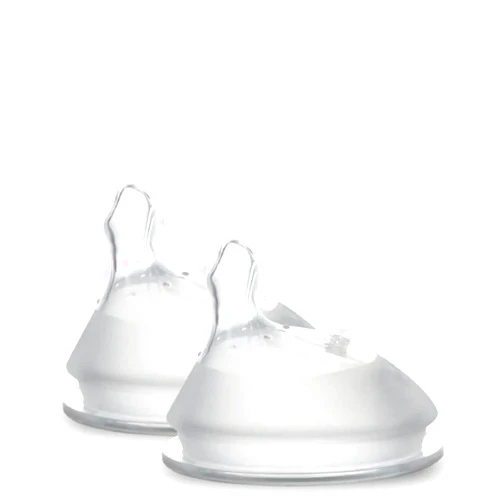 haakaa Gen.3 Silicone Orthodontic Bottle Nipple - Anti-Colic Teat Attachment Compatible with Baby Bottles (Glass/Silicone)-Variable Flow - 2 pcs