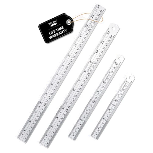 Mr. Pen Steel Rulers, 6, 8, 12, 14 inch Metal Rulers, Pack of 4