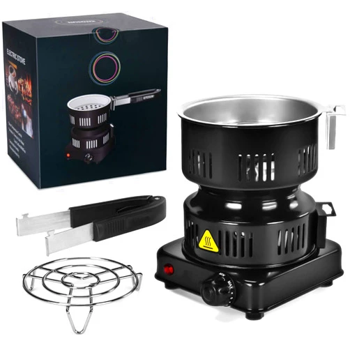 Afoosoo Multipurpose Electric Charcoal Burner - Coal Burner Starter Hot Plate ETL Approved Electric Stove Coconut Starter with Stainless Detachable Tongs, Coals Burner 600W Fast Heating BBQ Kitchen