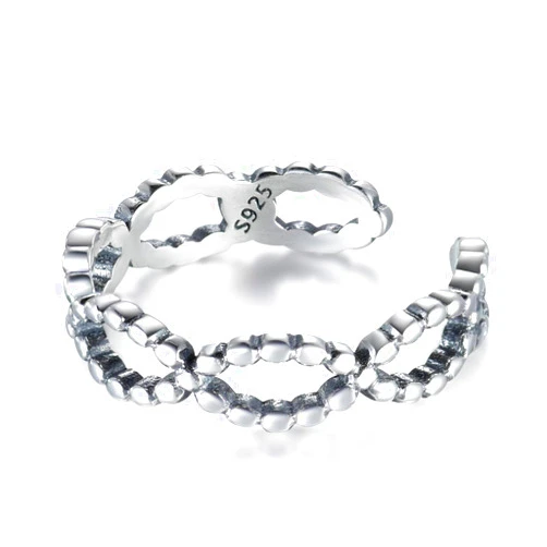 GULICX Vintage Sterling Silver Thumb Ring - Adjustable Open Finger Plait Infinity Style for Women & Men