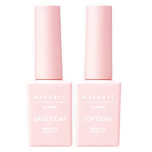 Makartt Gel Top Coat and Base Coat Kit: Clear Gloss Shiny No Wipe Stain Resistant General Top Coat Nail Polish UV and Primer for Acrylic Nails Dip Powder Gel Nail Polish Beauty Gift