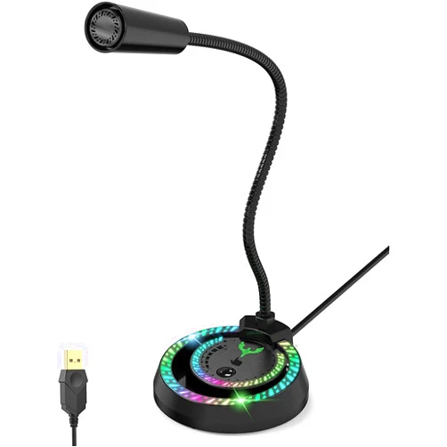 BladeHawks Blade Hawks Computer Microphone USB, PC Microphone with Mute Button, Plug and Play RGB Gaming Microphone, Compatible with PC, Laptop, Mac, Desktop Microphone for Youtube, Skype,Recording