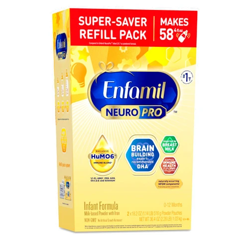 Enfamil NeuroPro Baby Formula, Triple Prebiotic Immune Blend with 2'FL HMO & Expert Recommended Omega-3 DHA, Inspired by Breast Milk, Non-GMO, Refill Box, 36.4 Oz (Packaging May Vary)