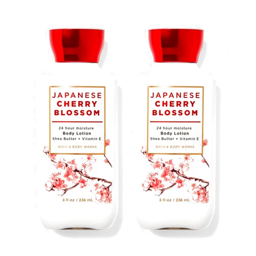 Bath & Body Works Japanese Cherry Blossom Body Lotion Shea Butter + Vitamin E 8.0 Oz (Pack of 2)