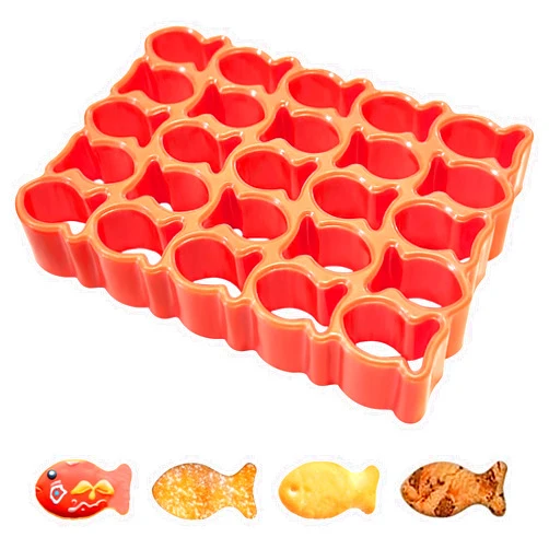 Sidosir 25-Cavity GoldFish Cracker Cookie Cutter, Mini Plastic Fish Biscuit Cutter for Tiny Treats,Fish Shaped Foods, Cookies