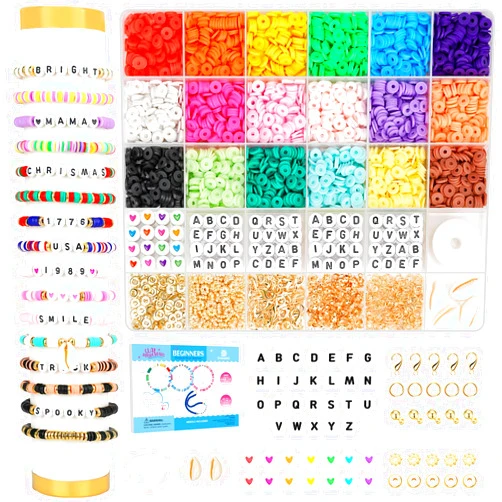 Dowsabel Clay Beads Bracelet Making Kit for Beginner, 4000Pcs Preppy Clay Beads for Bracelet Jewelry Making, Friendship Bracelets DIY Arts and Crafts Gifts for Kids Age 6-12