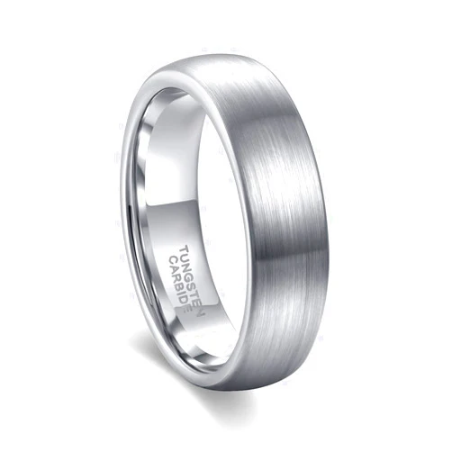 Greenpod 4mm 6mm 8mm Tungsten Rings for Men Women Silver Dome Polished Meteorite Inlay Ring Wedding Bands for Him Size 4-15