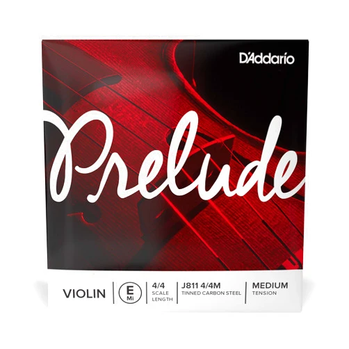 D'Addario Prelude Violin Single E String, 4/4 Scale, Medium Tension - J811 4/4M - Solid Steel Core, Warm Tone, Economical and Durable – Educator’s Choice for Student Strings