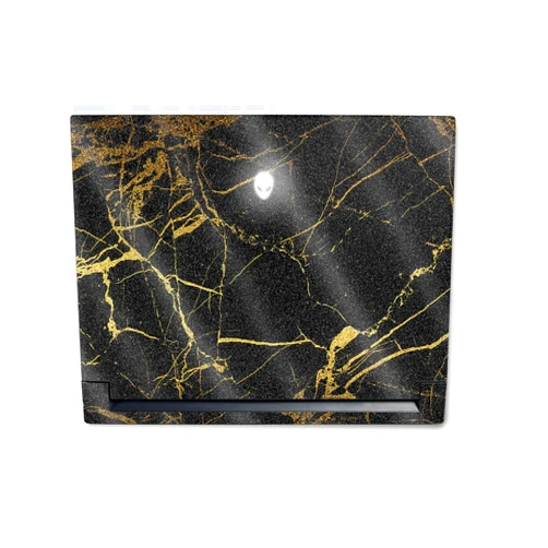 MIGHTY SKINS MightySkins Glossy Glitter Skin Compatible with Alienware M18 R1 (2023) Full Wrap Kit - Black Gold Marble | Protective, Durable High-Gloss Glitter Finish | Easy to Apply | Made in The USA