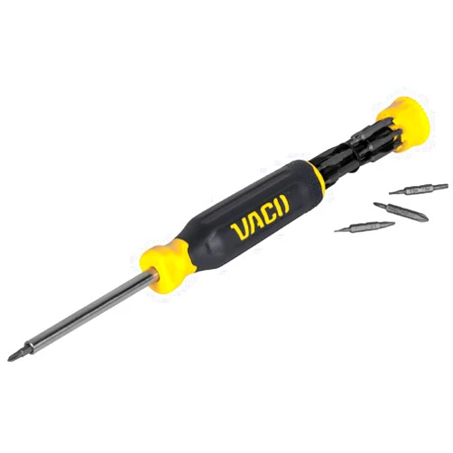 VACO VAC1273 Precision Screwdriver Set, Magnetic 27-in-1 Multi-Bit Screwdriver, 13 Double-Ended Bits and 3.5 mm Nut Driver, On-Board Storage