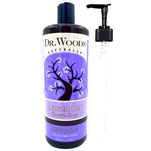 Dr. Woods Pure Lavender Liquid Castile Soap with Pump, 32 Ounce