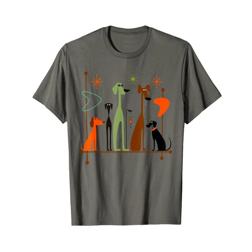 Mid Century Modern Dog Art Retro Mid-Century Modern Dogs 50s 60s Style T-Shirt