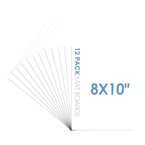 Space Art Deco, Pack of 12 8x10 Uncut White Mat Boards, Acid Free Matte Backing Boards for Pictures, Prints, Frames, Arts