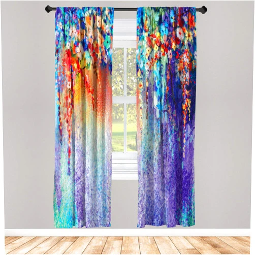 Ambesonne Flower Window Curtains, Abstract Herbs Alternative Medicine Blossoms Ivy Back Florets Shrubs Design, Lightweight Decorative 2-Panel Set & Rod Pocket, Pair of - 28