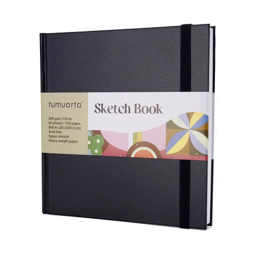 tumuarta Marker Paper Pad Sketchbook, Square 8x8, 64 Sheets/128 Pages, 120 LB, 200 GSM, Acid Free, Hardbound Drawing Pad are Good for Alcohol Markers, Acrylic, Ink, Oil Pastel, Pencil