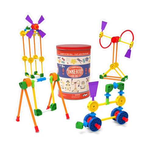 K'NEX TINKERTOY - Retro Building Tin - 100 Parts - Collectible, Nostalgic Construction Toy, Great for Kids, Toddlers, Boys, Girls, Ages 3+