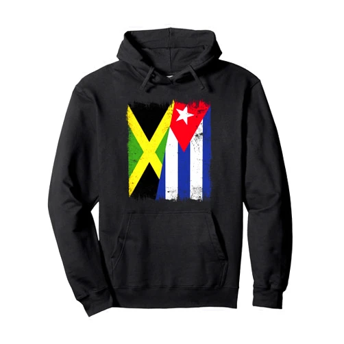 Cuba Flag Designs Proud Cuban Roots Jamaica Cuba Half Flag Jamaican Cuban Heritage Pullover Hoodie