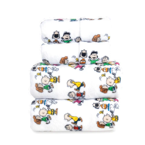 Berkshire Blanket Berkshire Peanuts® Velvetloft® Plush King Sheet Set,Extra Warm Fleece Sheets,4-Piece Cute Character Snoopy Printed Soft Plush Sheet Set,Laughing Small White