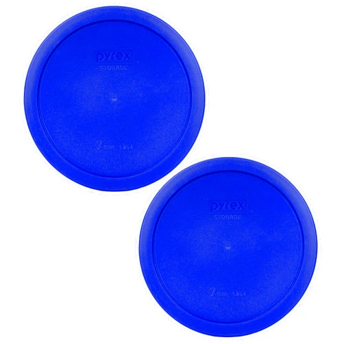Pyrex Bundle - 2 Items: 7402-PC 6/7-Cup Cadet Blue Plastic Food Storage Lids Made in the USA