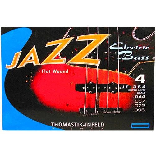 Thomastik-Infeld JF364 Bass Guitar Strings: Jazz Flat Wounds 4-String Super Long Scale Set; P. Nickel Flats G, D, A, E Set