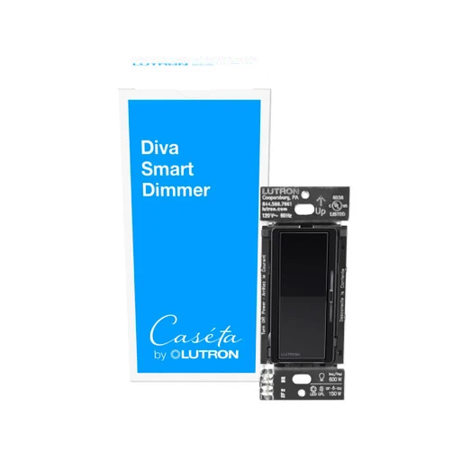 Lutron Caseta Smart Lighting Diva Smart Dimmer Switch for LED Bulbs, Works w/ Alexa, Apple Homekit, Google Home (Hub Required), No Neutral Required, 150W Single-Pole/3-Way, DVRF-6L-BL, Black