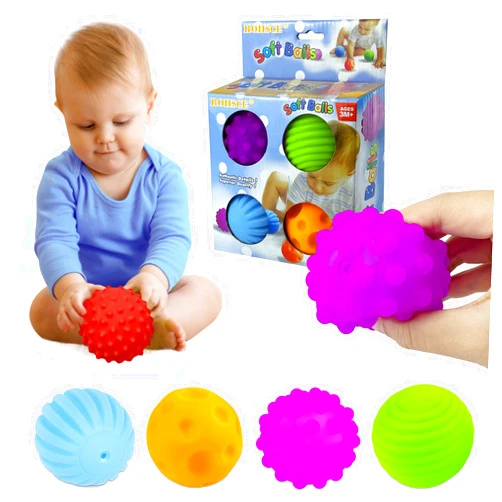 ROHSCE Montessori Toys for Babies 3 Months+, Baby Sensory Toys Baby Balls 3 to 12 Month for Babies & Toddlers 3M+, Balls for Toddlers Textured Multi Ball Set Gifts 4 Pack