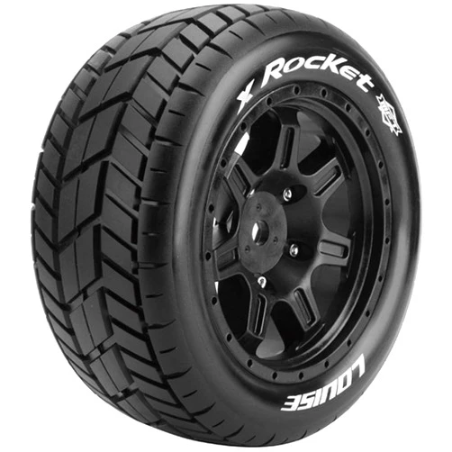 Louise RC L-T3295B Louise Tires & Wheels X-ROCKET on Black Wheels for X-Maxx (MFT) (2)