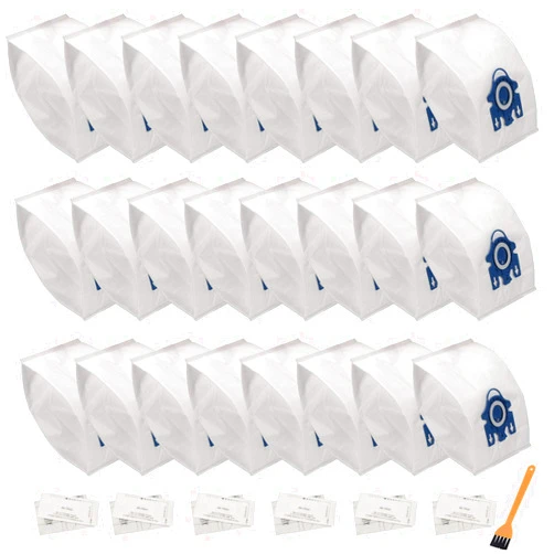 LANROON 24 Pack GN Bags Compatible with Miele Bags Classic C1 Complete C1 Complete C2 Complete C3 S227/S240 S270 S400 S2 S5 S8 Series Canister Vacuum（24 Bags & 6 Filters & 1 Brush）