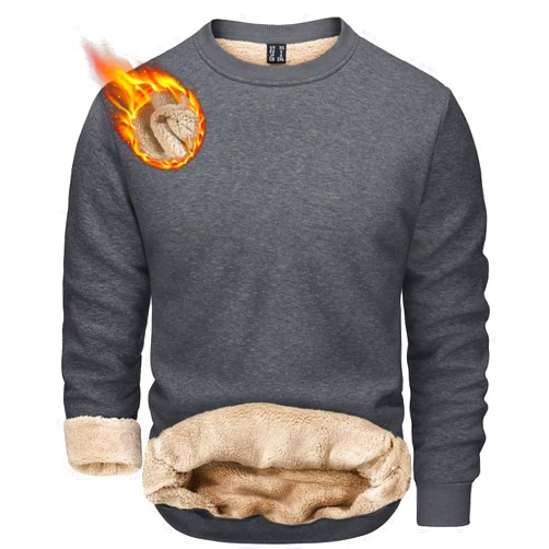 TACVASEN Men's Crewneck Sweatshirt Warm Sherpa Lined Thermal Sweatshirts Heavyweight Long Sleeve Winter Fleece Pullover Shirt
