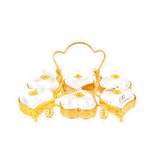 GIFTS PLAZA Italian Collection Gold Sectional Сandy Serving Tray (Heart 6 Bowls)