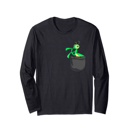 Praying Mantis Funny Gifts Co Animal Praying Mantis In Pocket Funny Animal Lover Gift Long Sleeve T-Shirt