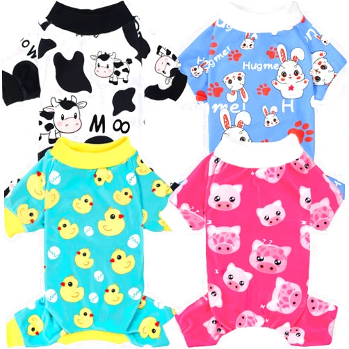 XPUDAC 4 Piece Dog Pajamas for Small Dogs Pjs Clothes Puppy Onesies Outfits for Doggie Christmas Shirts Sleeper for Pet Cats Jammies-S