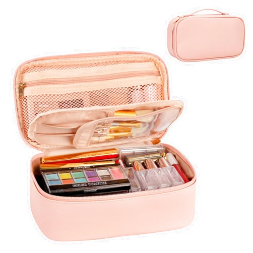 OCHEAL Small Cosmetic Bag,Portable Cute Travel Makeup Bag for Women and girls Makeup Brush Organizer cosmetics Pouch Bags-Pink