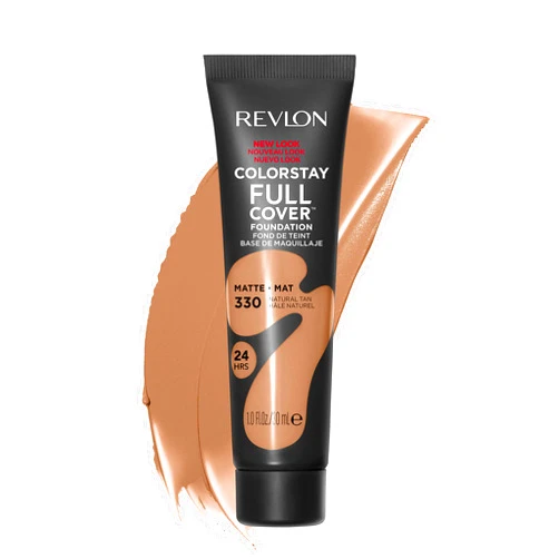 Revlon ColorStay Full Cover Longwear Matte Foundation, Heat & Sweat Resistant Lightweight Face Makeup, Natural Tan (330), 1.0 oz 330 Natural Tan