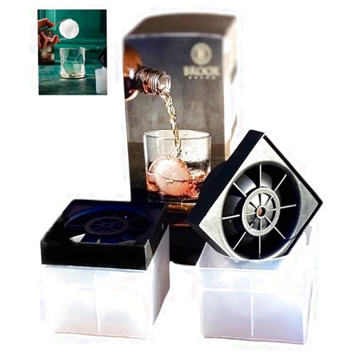 Broox Brand Sphere Ice Molds - Slow-Melting Whisky and Spirits Ice Balls Maker with a Lid, Leak-Free, Easy-Release, Stackable, Round Ice Freezer, Less Dilution for Longer Colder Drinks - Set of 2
