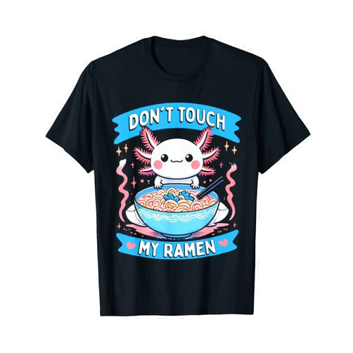 Funny Axolotl Noodle Gifts Graphic Tees Ramen Anime Kawaii Axolotl T-Shirt