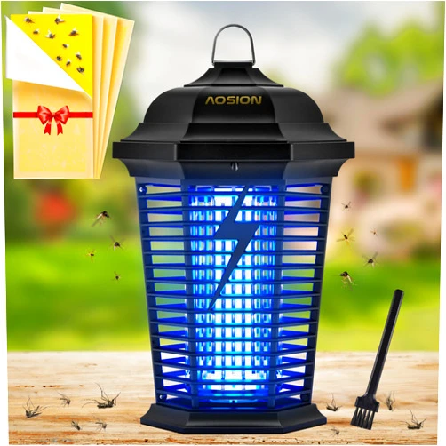 AOSION-Bug Zapper Outdoor,4200V Electronic Mosquito Zapper,Fly Zapper with Mosquito Control Paper,18W UVA Mosquito Lamp,High Powered Waterproof Insect Killer for Father's Gift.