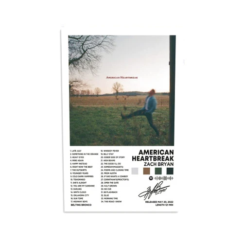 Enttgo DIDIDO Zach Poster Bryan American Heartbreak Album Cover Canvas Posters for Room Aesthetic Gift Unframe:12x18inch(30x45cm)