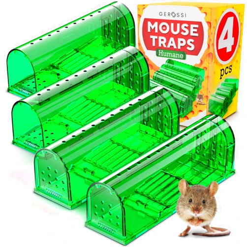 GEROSSI Humane Catch and Release Mouse Traps Pack of 4 - Perfect for House, Indoor & Outdoor - Easy Set Durable Mice Traps, Safe for Children, Pets & Humans - Instantly Remove Unwanted Rodents from Your Home