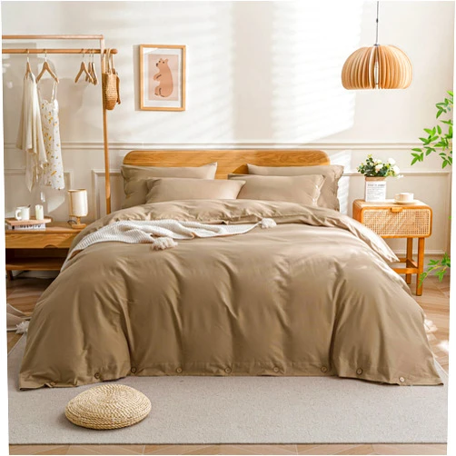 JELLYMONI Khaki Duvet Cover California King - 100% Washed Cotton Linen Like Textured Comforter Cover, 3 Pieces Breathable Soft Bedding Set with Button Closure (Khaki, Cal king 104