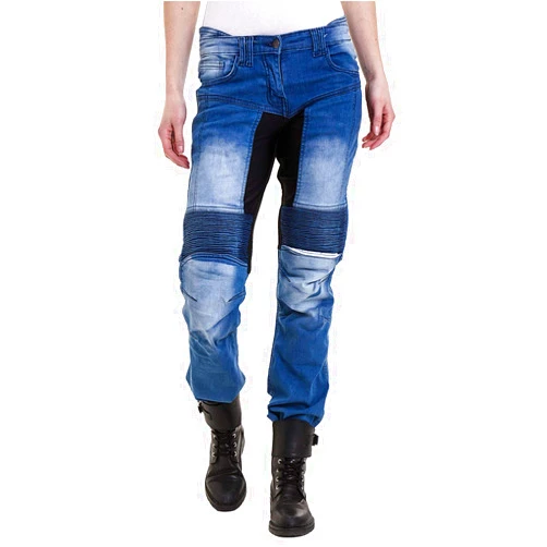 Newfacelook Womens Motorcycle Riding Pants Aramid Lining Ladies Adventure Motorbike Protective Denim Jeans with Stretch Panel