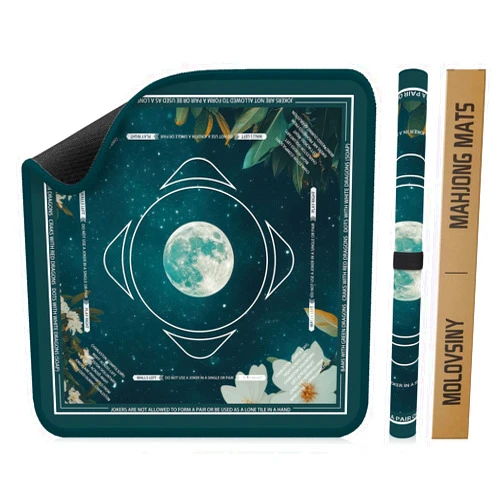 Molovsiny Mahjong Mat for Table Durable Mahjong Table Cover with Unique Design, Premium Mahjong Accessories, Perfect Mahjong Gifts for Women, Game Mat for Mahjong and Board Game Enthusiasts (Lunar Tide)