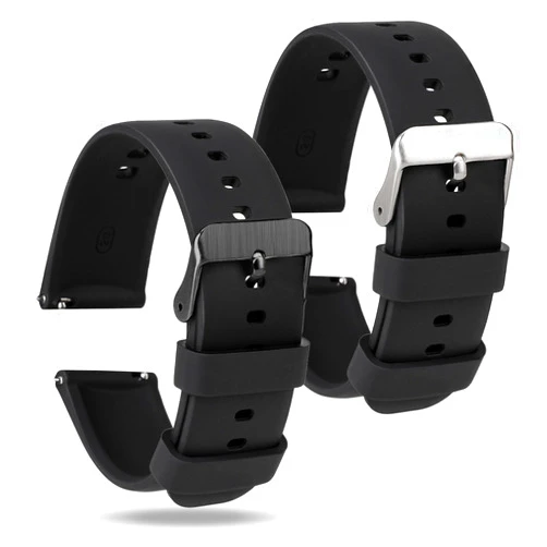 KALIONE 2 Pcs Silicone Watch Bands, Quick Release Soft Rubber Replacement Watch Bands Watch Straps for Men Women