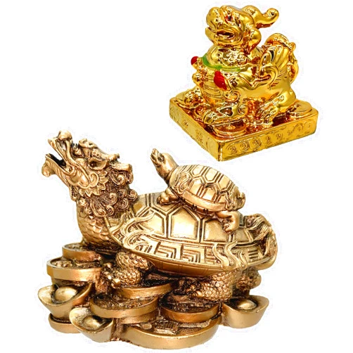 Betterdecor Feng Shui Pi Yao/Pi Xiu and Dragon Lucky Fish Statue Figurine for Wealth and Protection