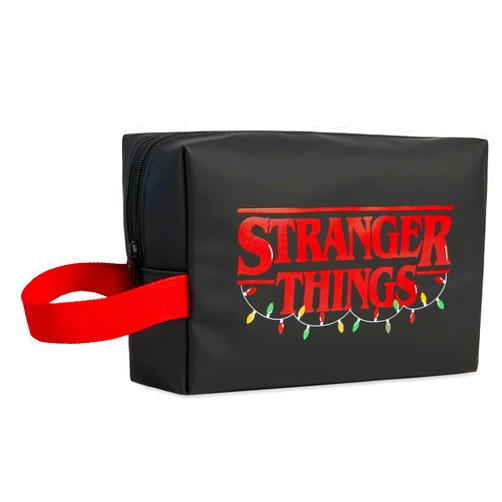 Stranger Things Wash Bag for Women Men Teenagers Makeup Bag Travel Toiletry Bag Gym Holiday Grooming - Gifts for Her (Black/Red)