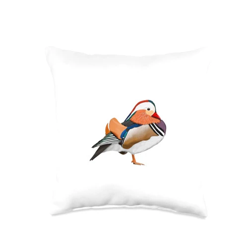 Jz.birds Mandarin Duck Bird Birdlover Birdwatcher Animal Biologist Throw Pillow, 16x16, Multicolor
