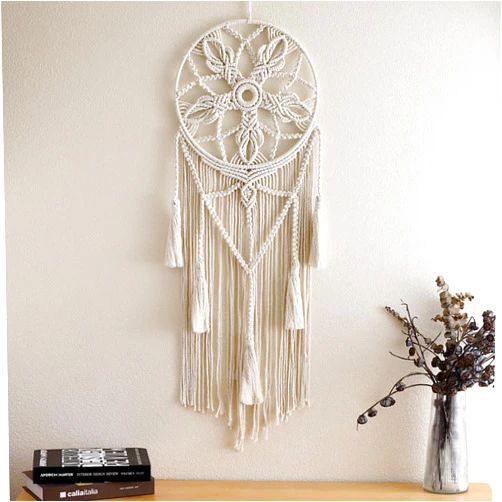 Aniaoie Dream Catcher Large Macrame Boho Wall Hanging Decor Woven Tassels Dream Catcher Decoration for Teen Girl Room Nursery Bedroom Dorm Chic Gift,Beige