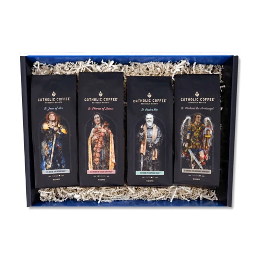 Catholic Coffee Variety Coffee Box (Ground) (St. Therese, St. Joan of Arc, St. Michael, Padre Pio)