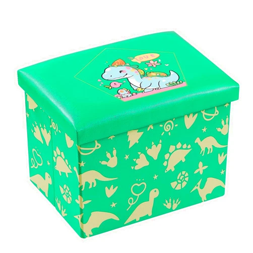BRIAN & DANY Toy Storage Box, Kids Toy Storage Bins with Lids, Toy Chest Organizer for Room, 16.7x12.4x12.4 Cube (Green Dinosaur)